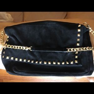 ZARA Suede Studded Black city bag
